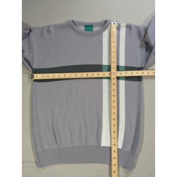 VTG Canda Made in UK Gray Stripe Knit Sweater Crewneck 100% Acrylic Men's 38 - Picture 6 of 12